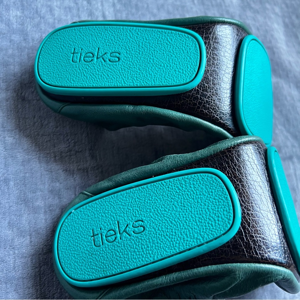 Tieks By Gavriely Flat Shoes Sz 7 Pacific Green Leather Ballet  Flats Foldable - Picture 12 of 17